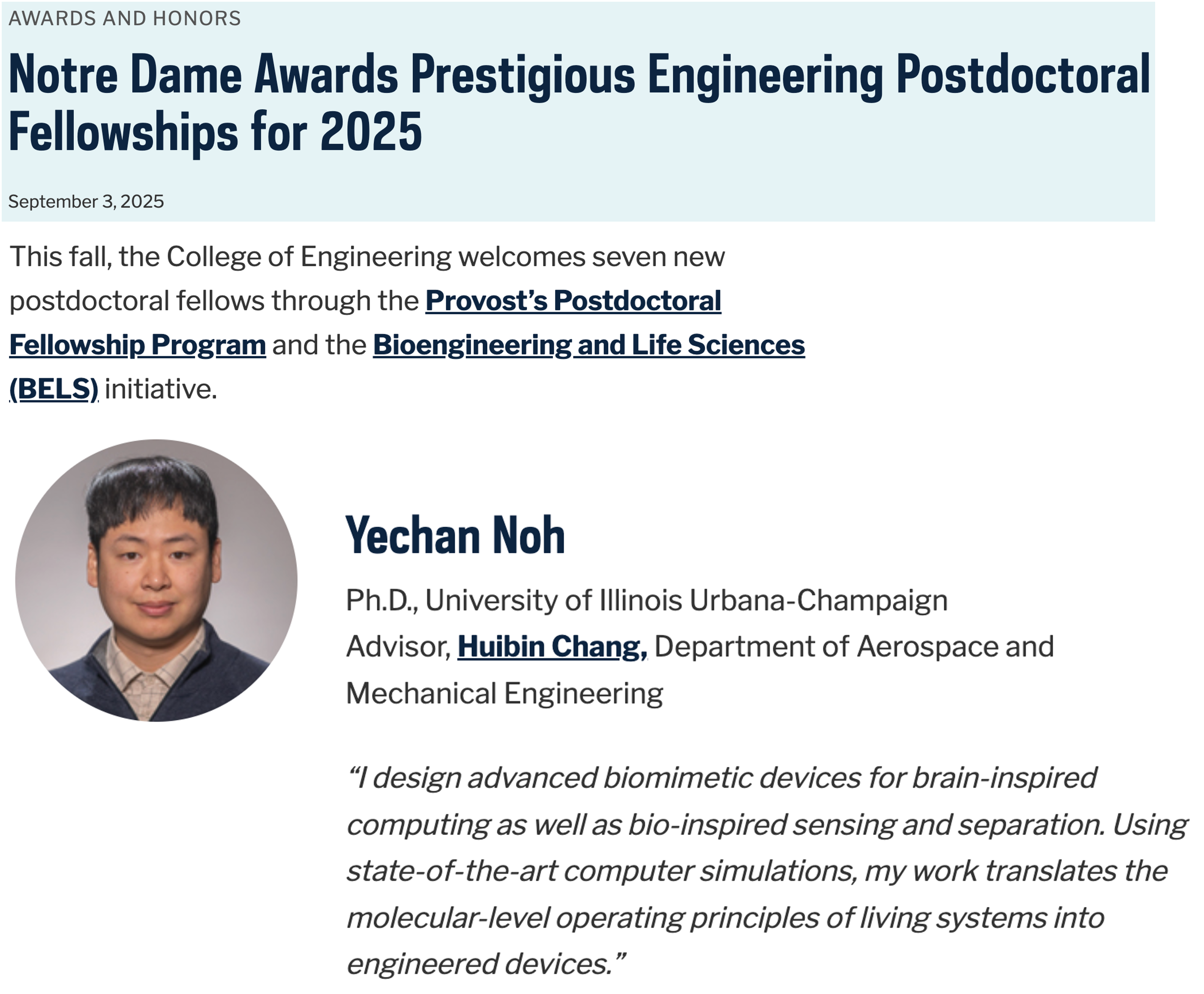 Provost’s Postdoctoral Fellowship